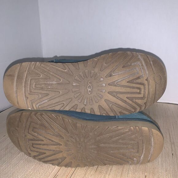 UGG Australia Bailey Button Triplets Womens 10 Teal Green Sheepskin Leather Tall - Picture 8 of 15